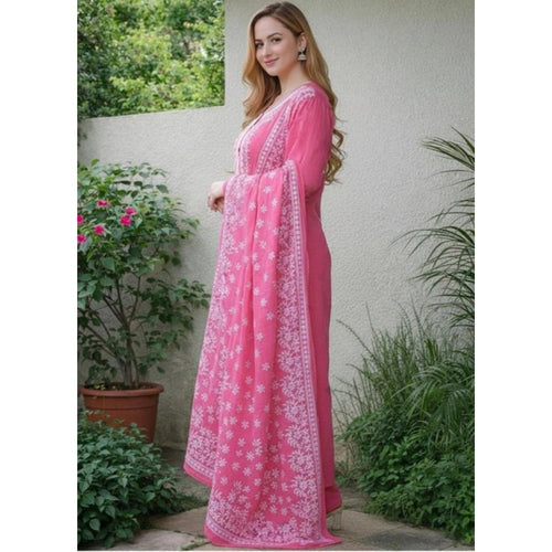 Pink Straight-Fit Salwar Suit