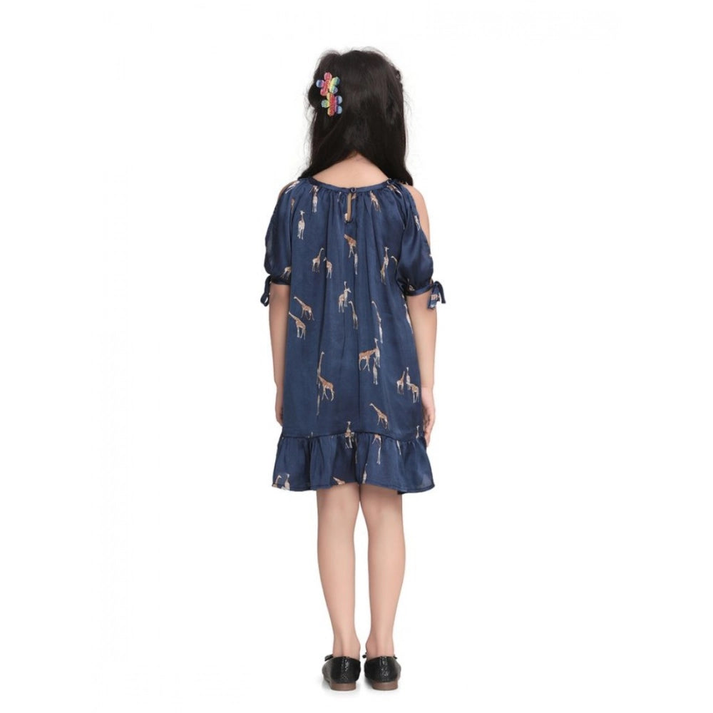 Blue Satin Animal Print Dress