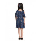 Blue Satin Animal Print Dress