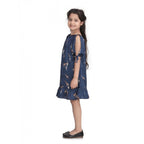 Blue Satin Animal Print Dress