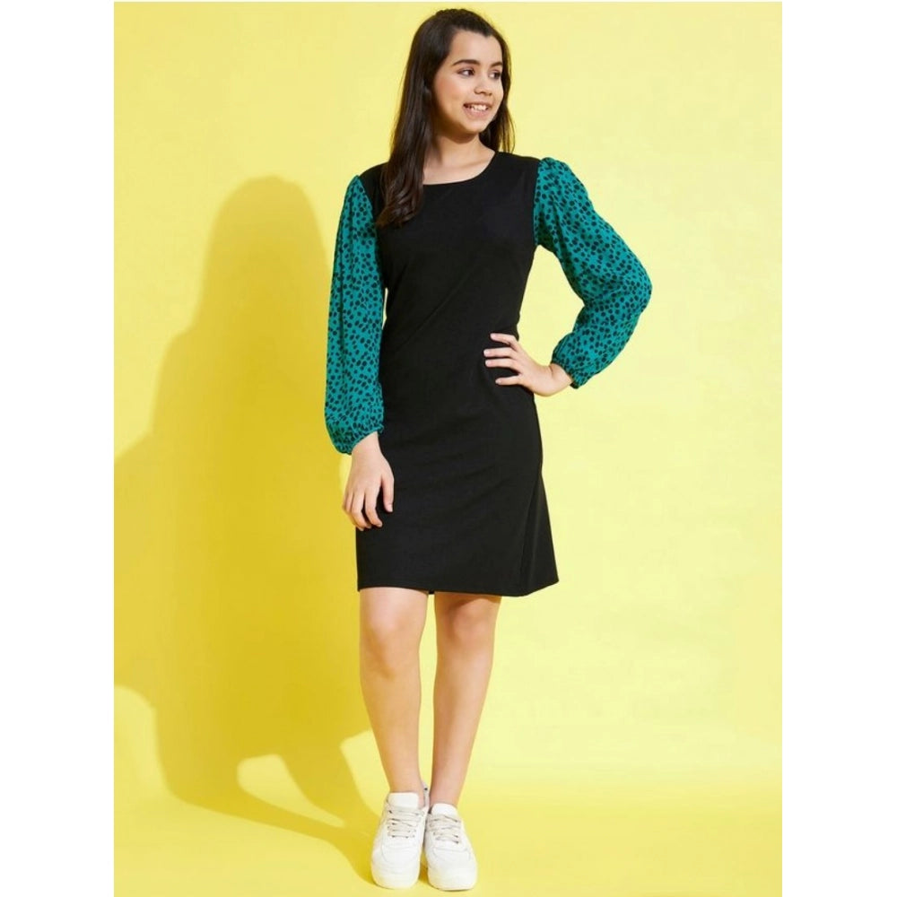 Black & Green Printed Dress