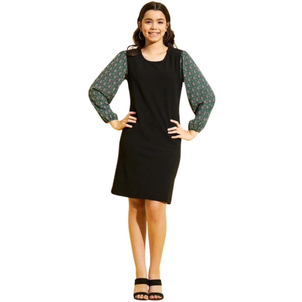 Olive & Black Printed Dress