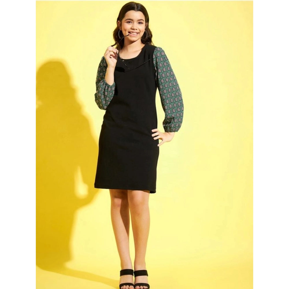 Olive & Black Printed Dress