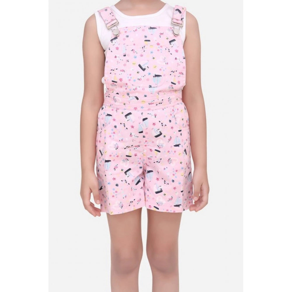 Printed Cotton Sleeveless Dungaree