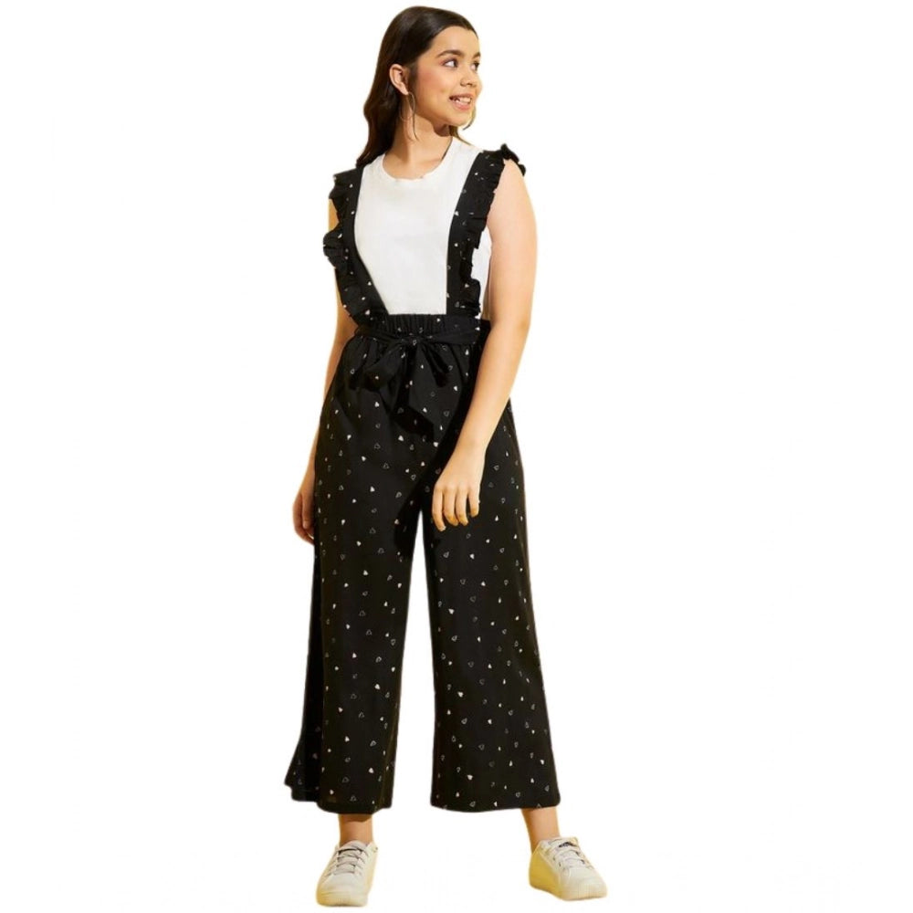 Cotton Printed Dungaree (Black-White)