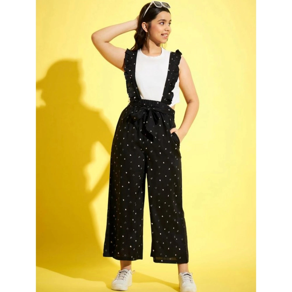 Cotton Printed Dungaree (Black-White)