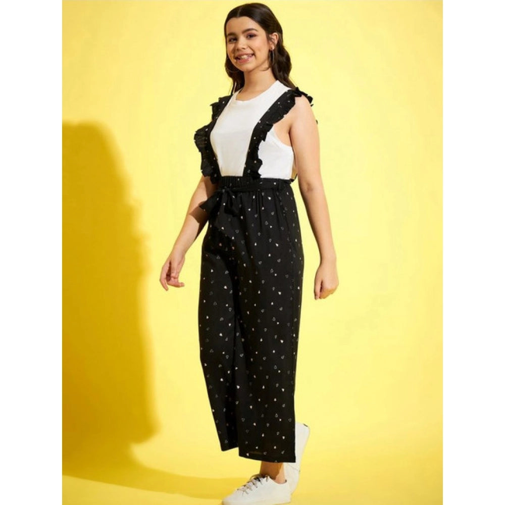 Cotton Printed Dungaree (Black-White)