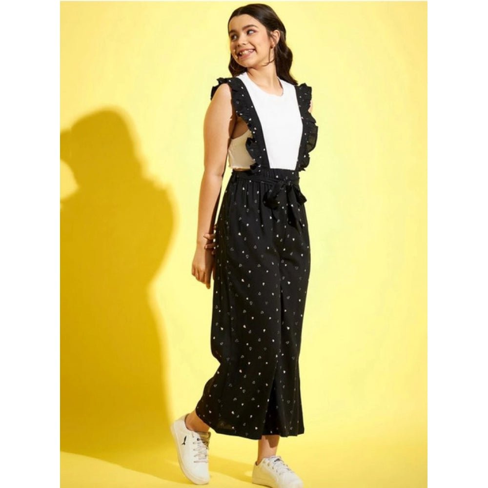 Cotton Printed Dungaree (Black-White)