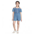 Rayon Solid Sleeveless Jumpsuit (Blue)