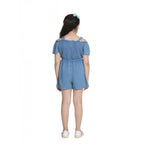 Rayon Solid Sleeveless Jumpsuit (Blue)