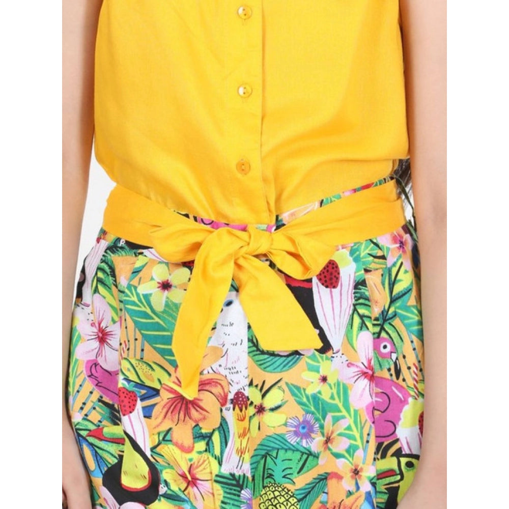 Rayon Flamingo Print Sleeveless Jumpsuit