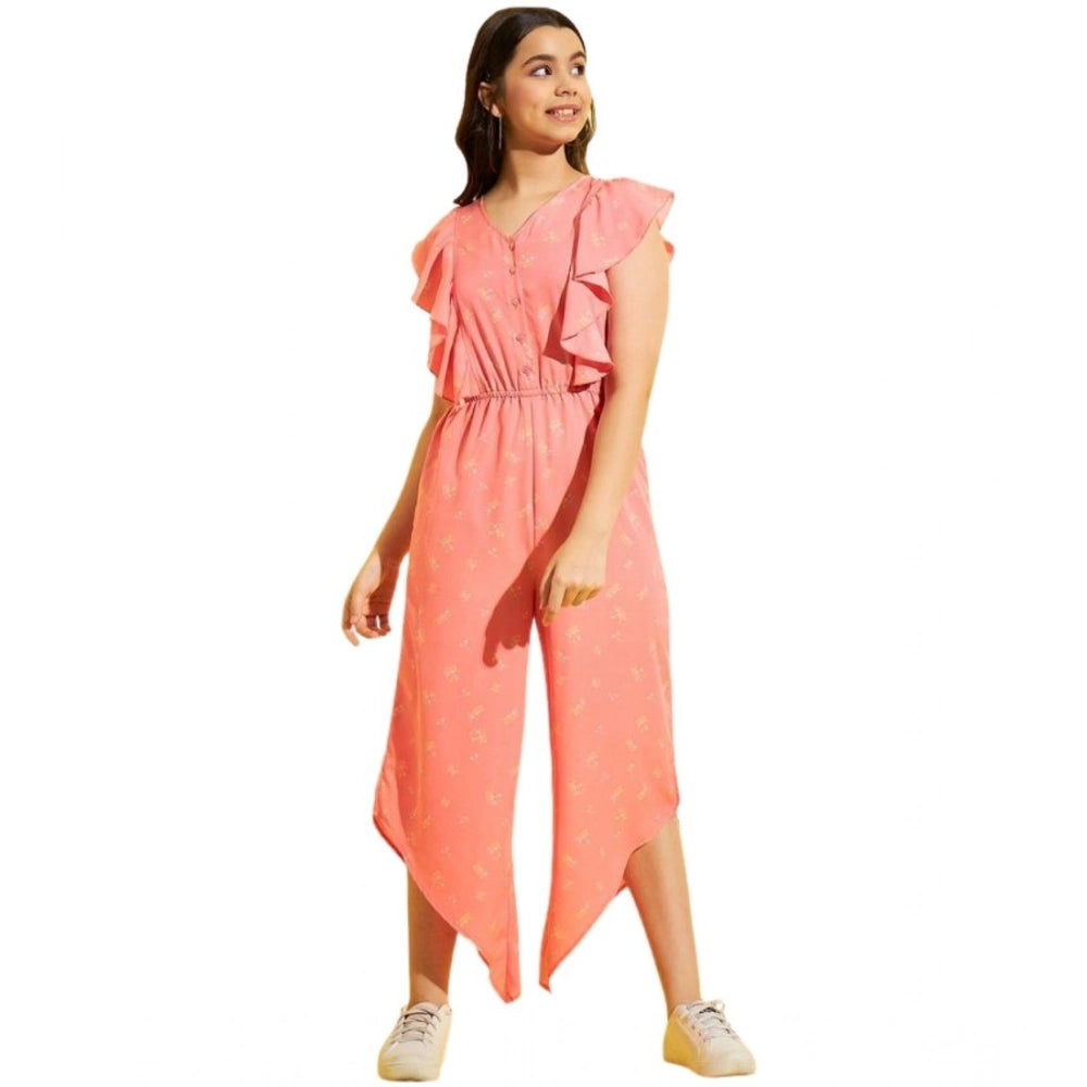 Pink Floral Sleeveless Jumpsuit