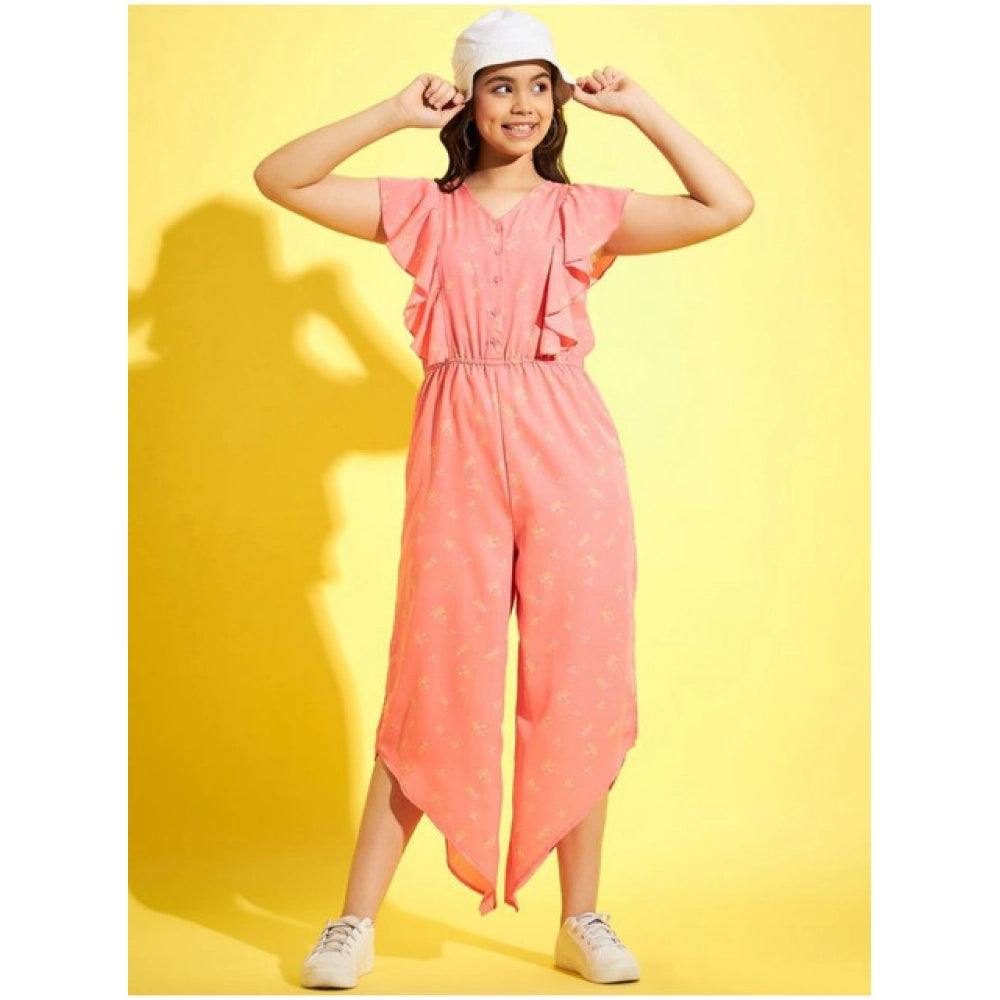 Pink Floral Sleeveless Jumpsuit