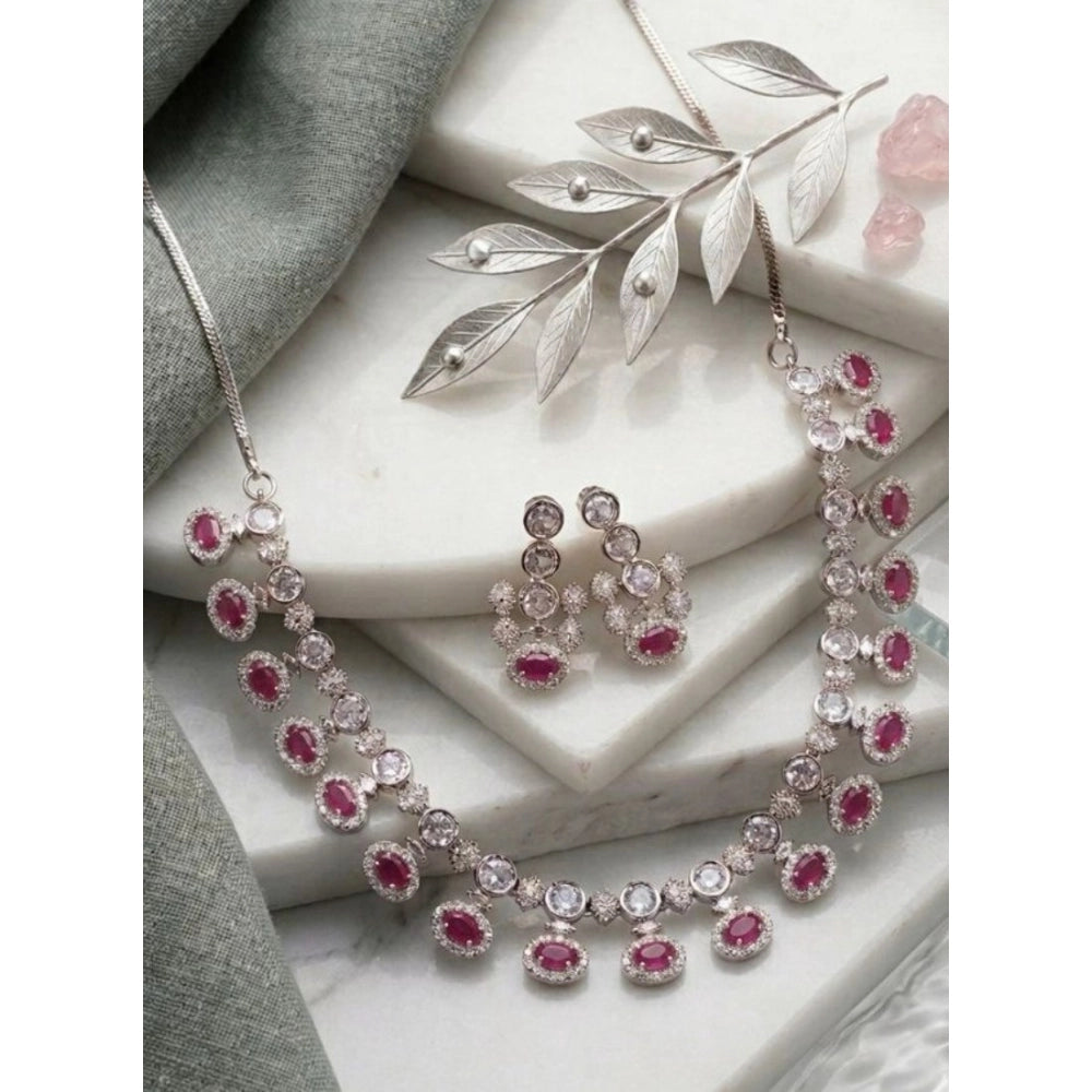 Ruby-Rose Halo Necklace Set