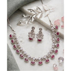 Ruby-Rose Halo Necklace Set