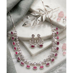 Ruby-Rose Halo Necklace Set