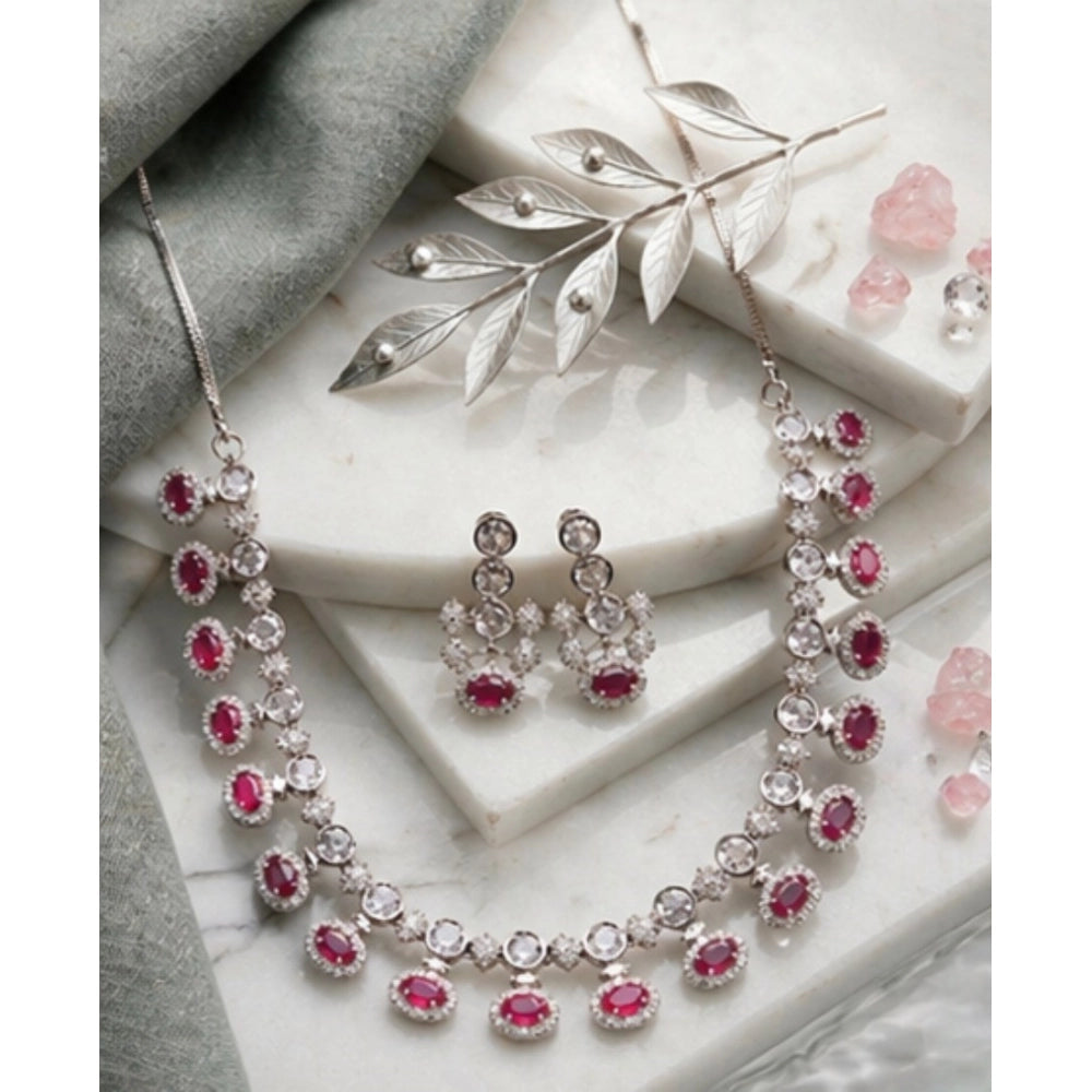 Ruby-Rose Halo Necklace Set