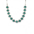 Teal Cushion Halo Necklace Set