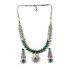 Green Silver Necklace Set