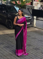 Black & Pink Batik Saree