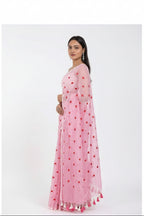 Blush Pink Linen Saree