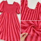 Red and Pink Striped Dress