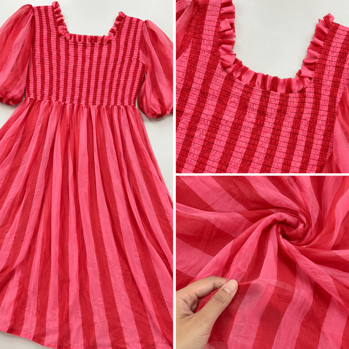 Red and Pink Striped Dress
