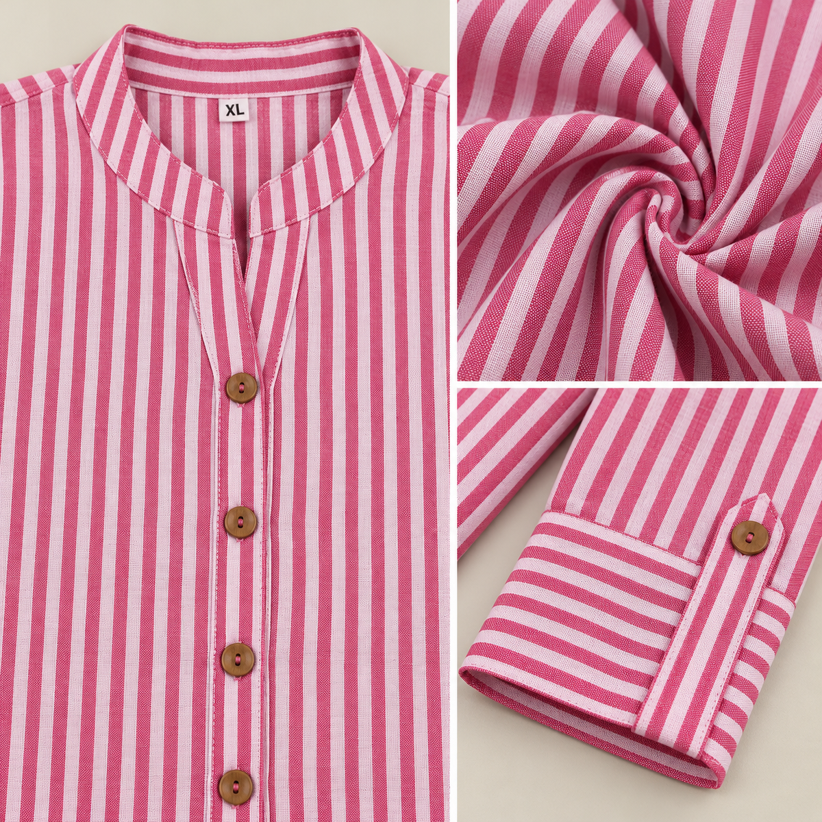 Women Pink Striped Cotton Shirt