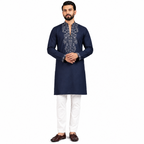 Navy Blue Embroidered Kurta set