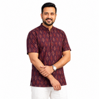 Printed Burgundy Short Kurta