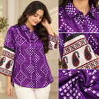 Violet Bandhani Satin Shirt