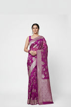 Purple Silk Printed Saree