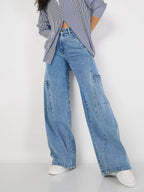 Paneled Relaxed Fit Utility Jeans