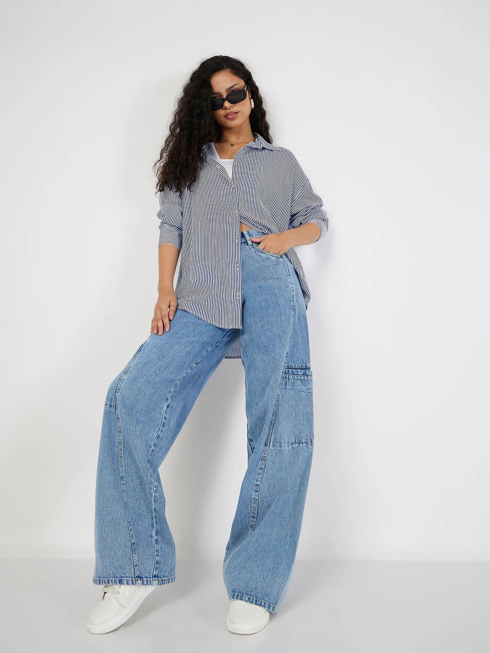 Paneled Relaxed Fit Utility Jeans
