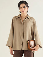 Beige Linen Oversize Shirt