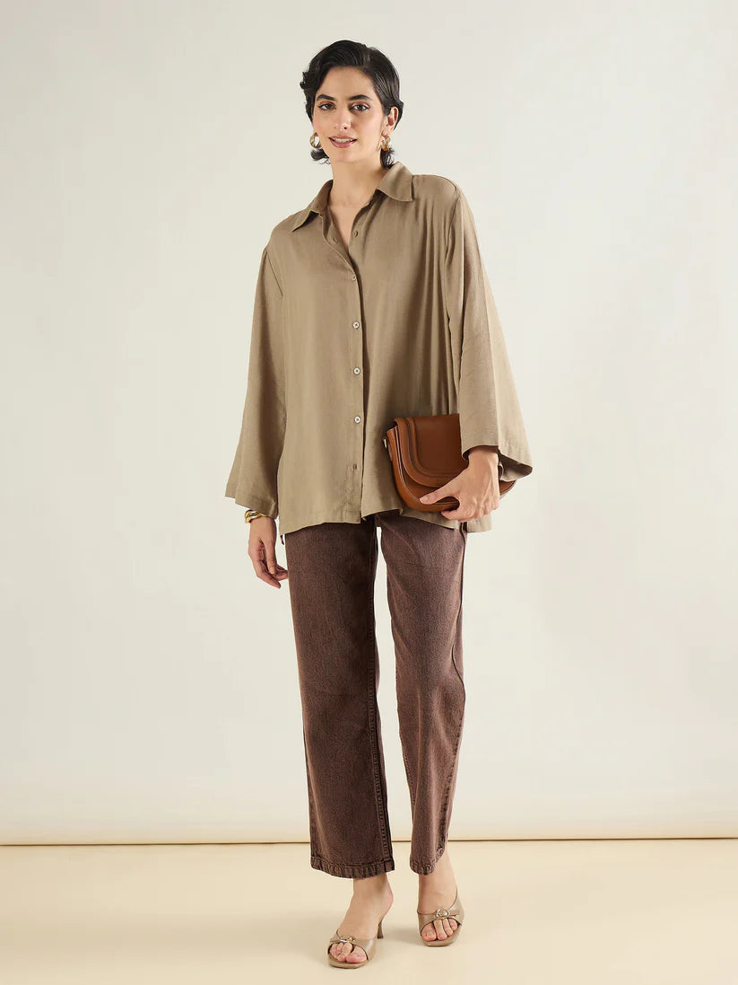 Beige Linen Oversize Shirt