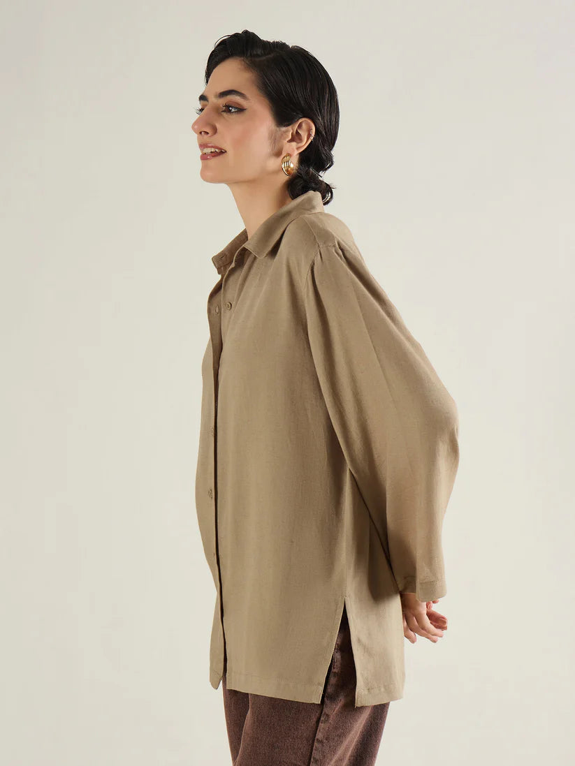 Beige Linen Oversize Shirt