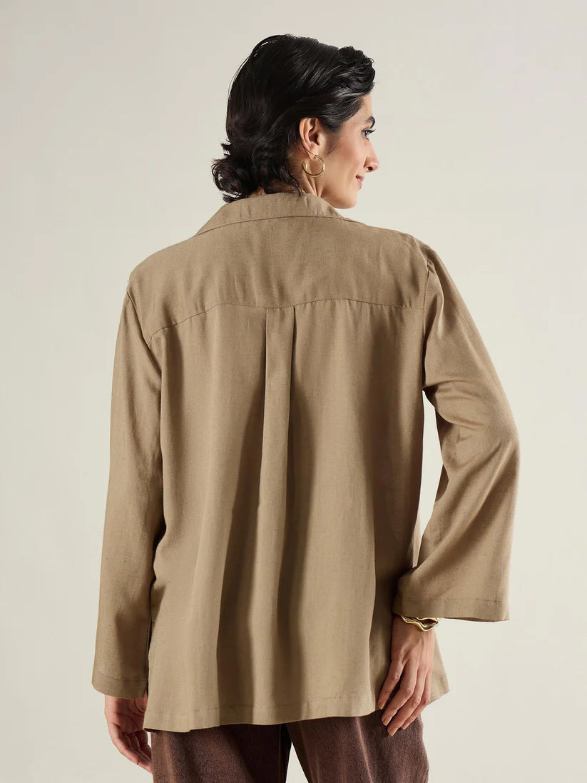 Beige Linen Oversize Shirt