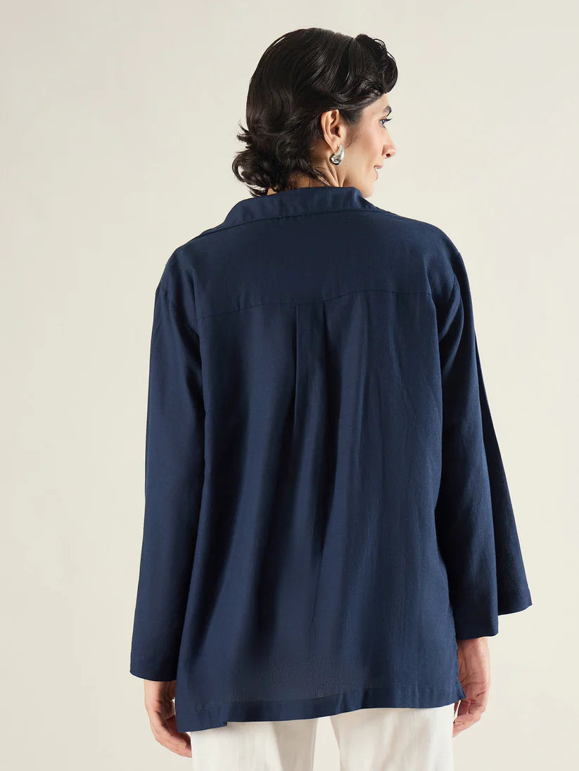 Navy Linen Oversize Shirt