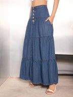 Peasant style denim skirt