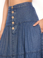 Peasant style denim skirt