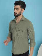 Olive Green Corduroy Cotton Shirt