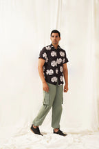 Black Floral Printed Cotton Shirt
