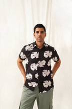 Black Floral Printed Cotton Shirt