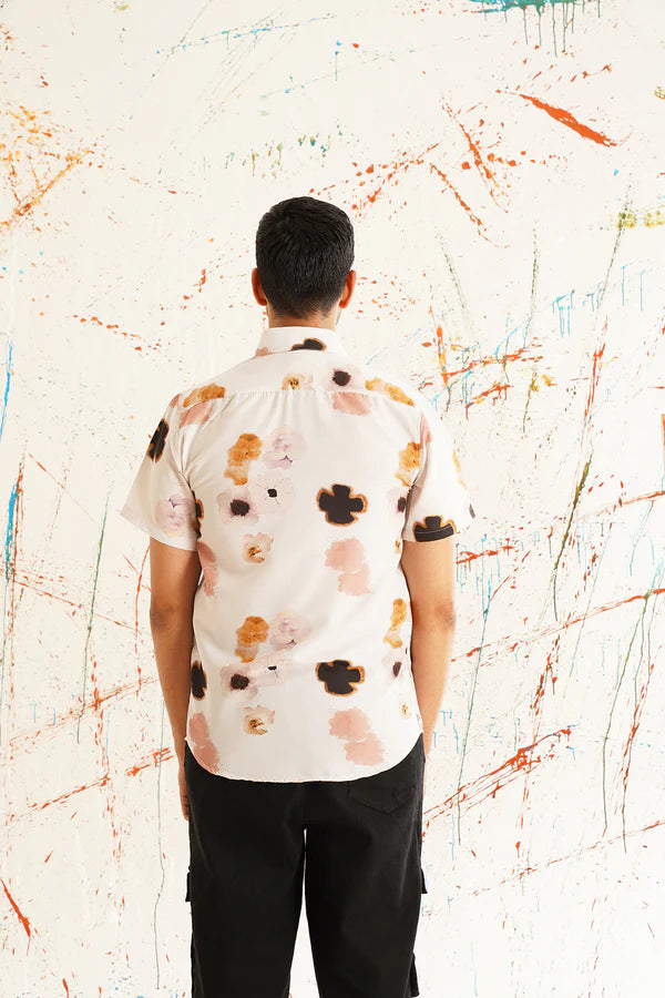 Peach Floral Printed Casual Shirt