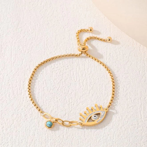 Gilded Evil Eye Charm Bracelet