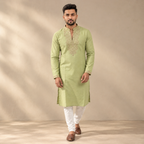 Moss Green Silk Kurta Set
