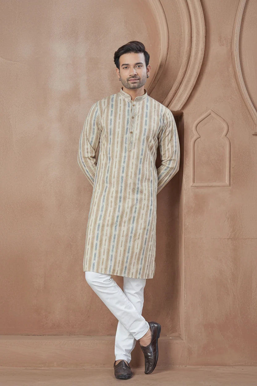 Multicolor Strip Cotton Kurta Set