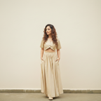 Cropped Shirt and Maxi Skirt Set