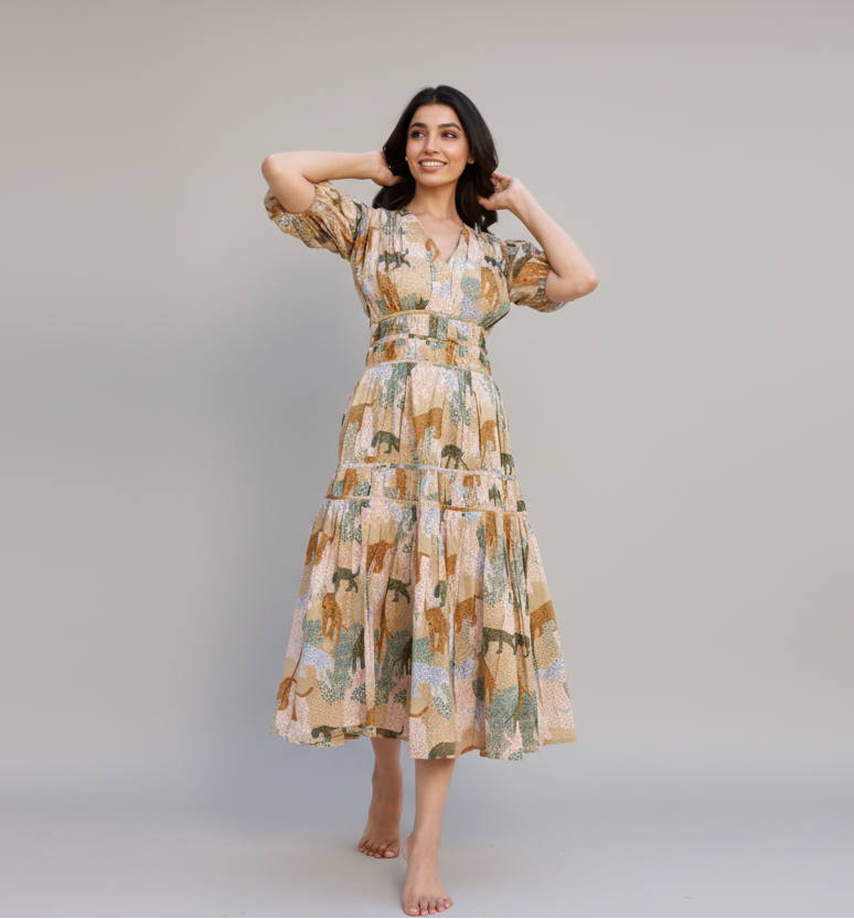 Graceful Wildlife Midi Dress